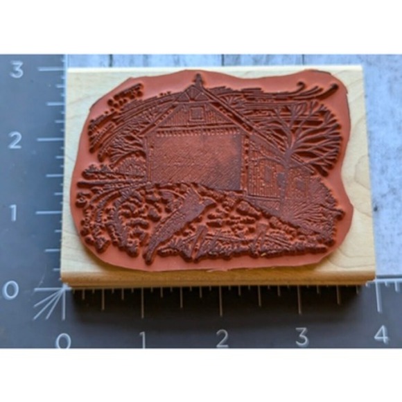 Stampin' Up! Covered Bridge Flying Bird Seasons 2003 Rubber Stamp Wood #H79 - Picture 3 of 4